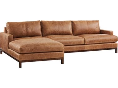 Barclay Butera Horizon 110" Wide Brown Leather Upholstered Sectional Sofa BCB01517850SLL41