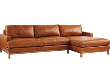 Barclay Butera Horizon 110" Wide Brown Leather Upholstered Sectional Sofa BCB01517851S0240