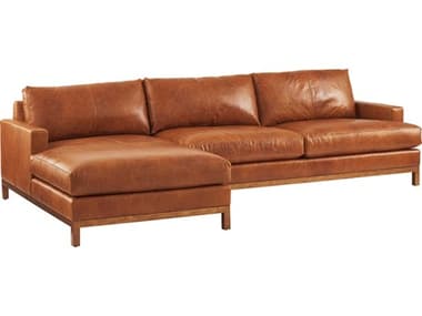 Barclay Butera Horizon 110" Wide Brown Leather Upholstered Sectional Sofa BCB01517851S0241
