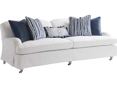 Barclay Butera Athos 87" White Fabric Upholstered Sofa with Pewter Caster BCB01526531P40