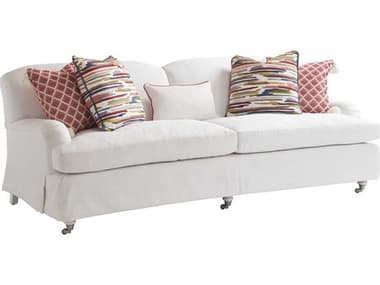 Barclay Butera Athos 87" White Fabric Upholstered Sofa with Pewter Caster BCB01526531P41
