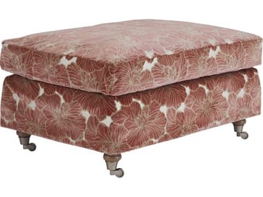 Barclay Butera Athos 34" Nouveau Orange Fabric Upholstered Ottoman with Pewter Casters BCB01526544P40