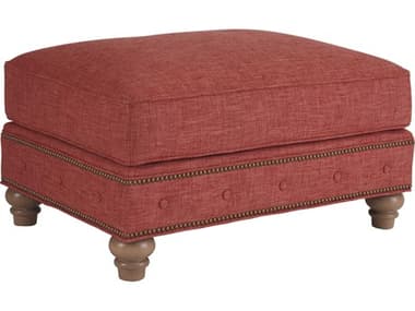 Barclay Butera Carmen 33" Nouveau Red Fabric Upholstered Ottoman BCB0152734440