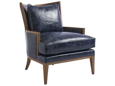 Barclay Butera Atwood 32" Blue Leather Accent Chair BCB01534011LL40