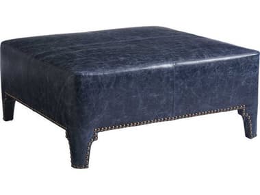 Barclay Butera Sheffield 43" Blue Leather Upholstered Ottoman BCB01545025LL40