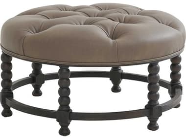 Barclay Butera Hanover 39" Brown Leather Upholstered Tufted Ottoman BCB01545246LL40