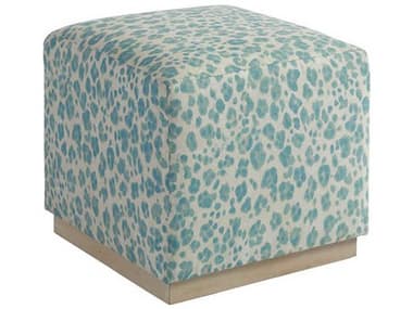 Barclay Butera Colby 21" Teal Cameo Shores Blue Fabric Upholstered Ottoman BCB0154544540