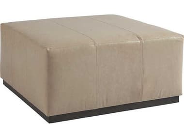 Barclay Butera Clayton Cocktail 41" Beige Charcoal Leather Upholstered Ottoman BCB01545546LL40