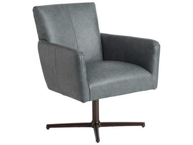Barclay Butera Brooks Swivel 30" Leather Accent Chair BCBLL530311SWBR