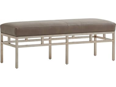 Barclay Butera Upholstery 52" Metal Gray Leather Upholstered Accent Bench BCBLL546025