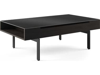 BDI Reveal 48" Rectangular Glass Charcoal Stained Ash Coffee Table BDI1192CRL