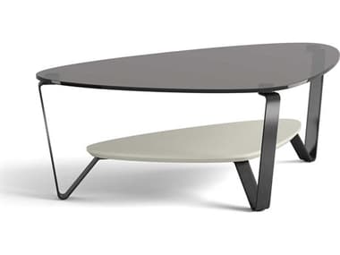 BDI Dino 44" Glass Stone Brushed Carbon Grey Coffee Table BDI1364ST