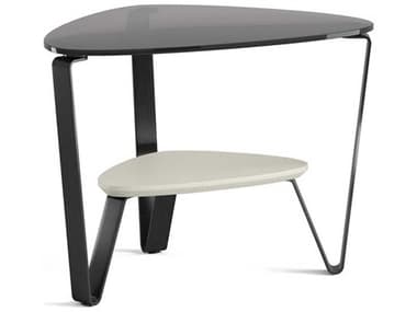 BDI Dino 22" Glass Stone Brushed Carbon Grey End Table BDI1367ST