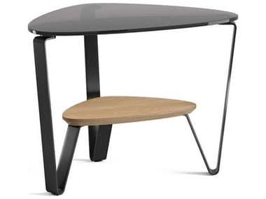 BDI Dino Glass Brushed Carbon Washed Oak End Table BDI1367WOK