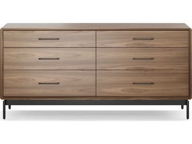 BDI Linq 6-Drawers Brown Walnut Wood Double Dresser BDI9186