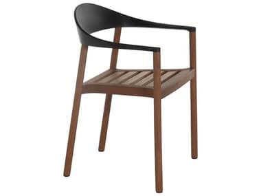 Bernhardt Design Plank Outdoor Monza Black / Iroko Wood Recycled Plastic Dining Chair BDO12094001IR