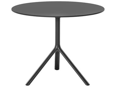 Bernhardt Design Plank Outdoor Miura Black 35'' Wide Round Folding Dining Table BDO959201FD01FM01
