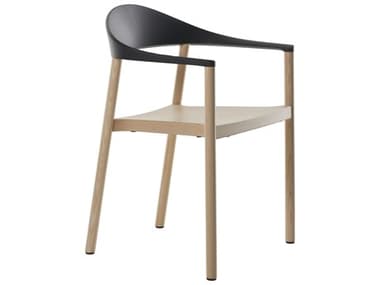 Bernhardt Design + Plank Monza Ash Wood Black Arm Dining Chair BDP12094001AN
