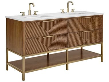 BEMMA Diamond 60" Walnut Satin Brass Vanity BEMVDM60DFM05BS