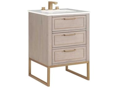 BEMMA Markham 24" Cashmere Grey Satin Brass Vanity BEMVMK24SFM01BS