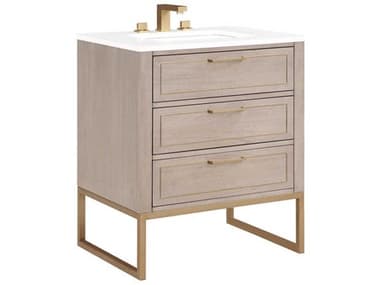 BEMMA Markham 30&quot; Cashmere Grey Satin Brass Vanity BEMVMK30SFM01BS