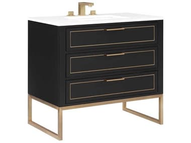 BEMMA Markham 36&quot; Midnight Black Satin Brass Vanity BEMVMK36SFM04BS