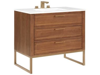 BEMMA Markham 36&quot; Walnut Satin Brass Vanity BEMVMK36SFM05BS