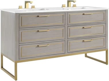 BEMMA Markham 60&quot; Cashmere Grey Satin Brass Vanity BEMVMK60DFM01BS