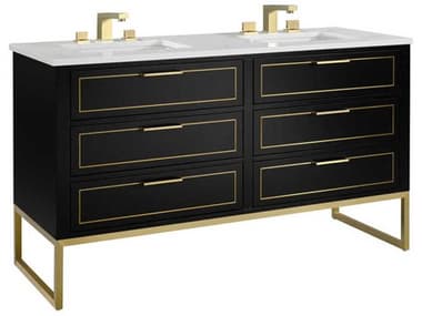 BEMMA Markham 60&quot; Midnight Black Satin Brass Vanity BEMVMK60DFM04BS