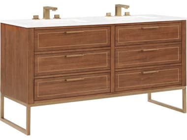 BEMMA Markham 60&quot; Walnut Satin Brass Vanity BEMVMK60DFM05BS
