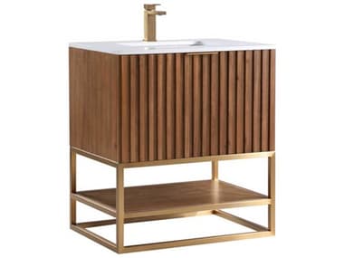 BEMMA Terra 30&quot; Walnut Satin Brass Vanity BEMVTR30SFM05BS