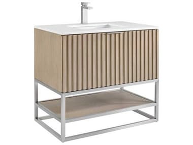 BEMMA Terra 36&quot; Cashmere Grey Brushed Nickel Vanity BEMVTR36SFM01BN