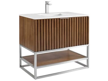 BEMMA Terra 36&quot; Walnut Brushed Nickel Vanity BEMVTR36SFM05BN