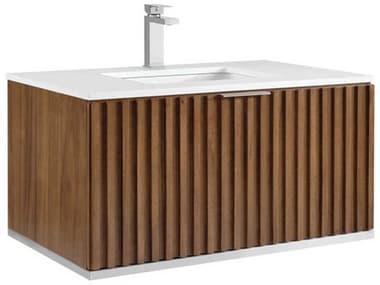 BEMMA Terra 36&quot; Walnut Brushed Nickel Vanity BEMVTR36SWM05BN