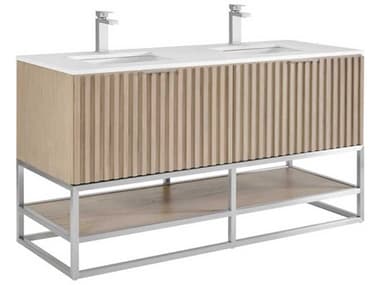 BEMMA Terra 60&quot; Cashmere Grey Brushed Nickel Vanity BEMVTR60DFM01BN