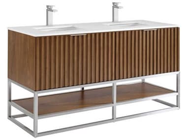 BEMMA Terra 60&quot; Walnut Brushed Nickel Vanity BEMVTR60DFM05BN