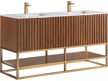 BEMMA Terra 60&quot; Walnut Satin Brass Vanity BEMVTR60DFM05BS
