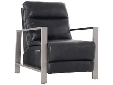 Bernhardt Living Milo 32" Grey Stainless Steel Black Leather Upholstered Recliner BH200RLO