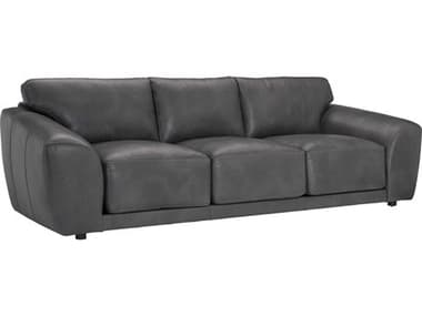 Bernhardt Shelter 102" Gray Leather Upholstered Sofa BH2367LO