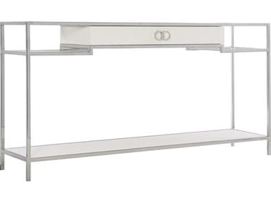 Bernhardt Glass / Eggshell Polished Stainless Steel 66'' Wide Rectangular Console Table BH307910