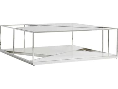 Bernhardt Maymont 50" Rectangular Glass Polished Stainless Steel Cocktail Table BH313011