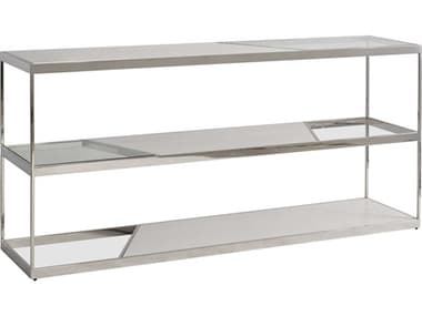 Bernhardt Maymont 68" Rectangular Tempered Glass Powder Polished Stainless Steel Console Table BH313910