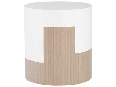 Bernhardt Modulum 22" Round Wood Adobe Faux Stone Sahara End Table BH315123