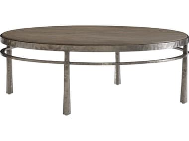 Bernhardt Aventura 50'' Round Wood Marcona Frosted Nickel Coffee Table BH318015
