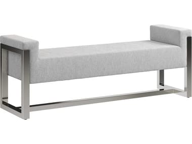 Bernhardt Stratum 60" Polished Nickel Gray Fabric Upholstered Accent Bench BH325508