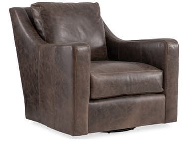 Bernhardt Ventura Swivel Brown Leather Accent Chair BH352SLO