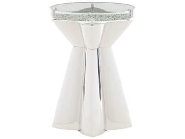 Bernhardt Interiors Casegoods Silver / Clear 16'' Wide Round Pedestal Table BH372101