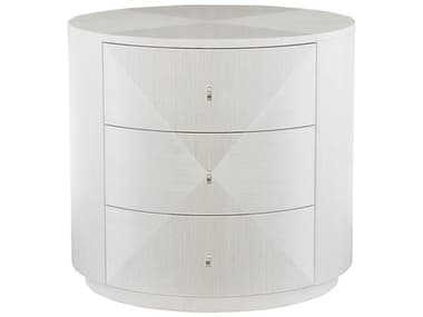 Bernhardt Axiom 28" Round Wood Linear White Chairside Table BH381127