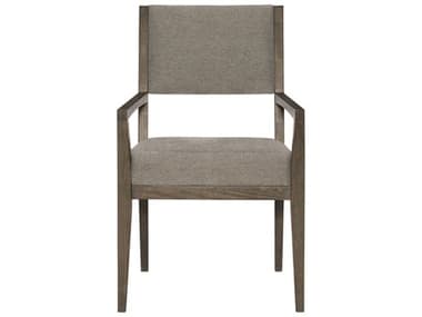 Bernhardt Linea Ash Wood Gray Fabric Upholstered Arm Dining Chair BH384542B