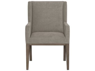 Bernhardt Linea Ash Wood Gray Fabric Upholstered Arm Dining Chair BH384548B